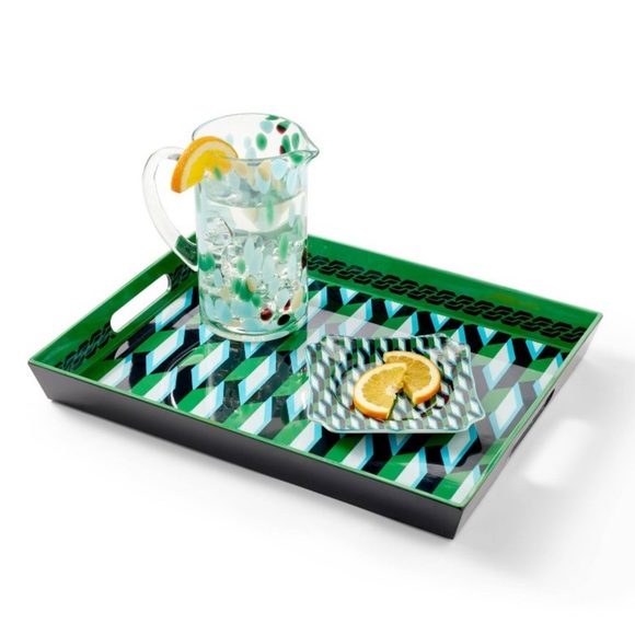Arrow Geo Green Melamine Rectangle Serving Tray DVF x Target NEW - Picture 1 of 3